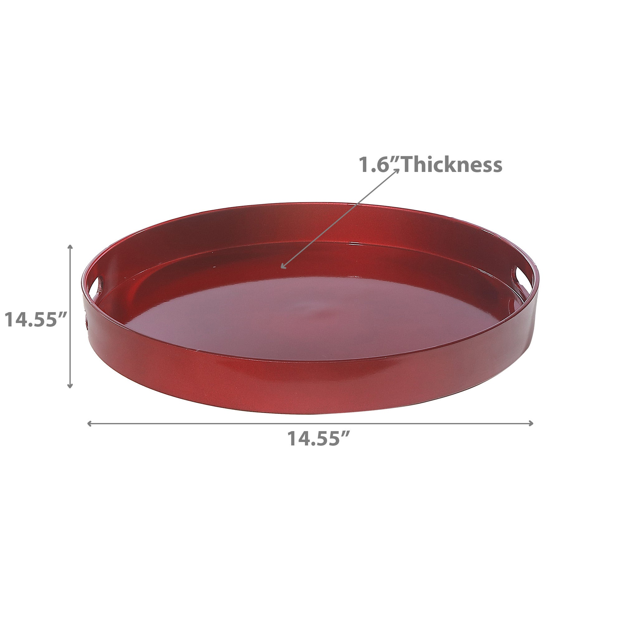 Round Red Serving Tray with Handle – Christmas Party, Holiday Entertaining, Festive Tableware, Seasonal Decor