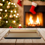 Rectangular Gold Serving Tray with Handle – Christmas Table Serving, Holiday Entertaining, Festive Party Decor