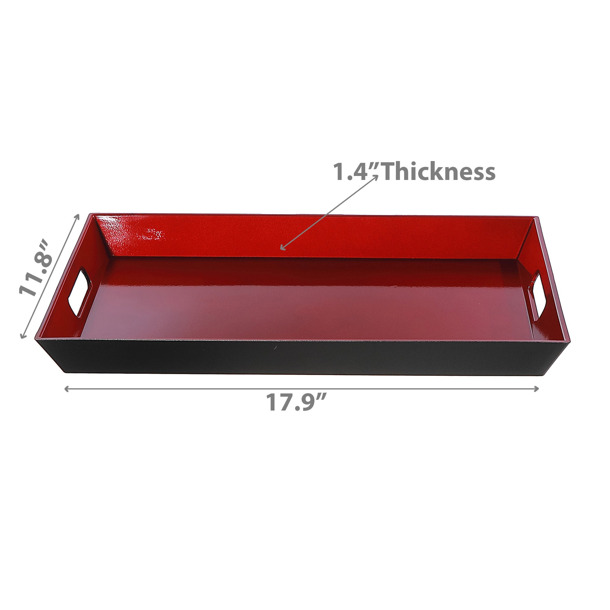 Rectangular Serving Tray With Handle Red Decorative Kitchen Serving Tray
