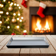 Rectangular Silver Serving Tray with Handle – Holiday Entertaining, Christmas Decor, Party Tray, Festive Tableware