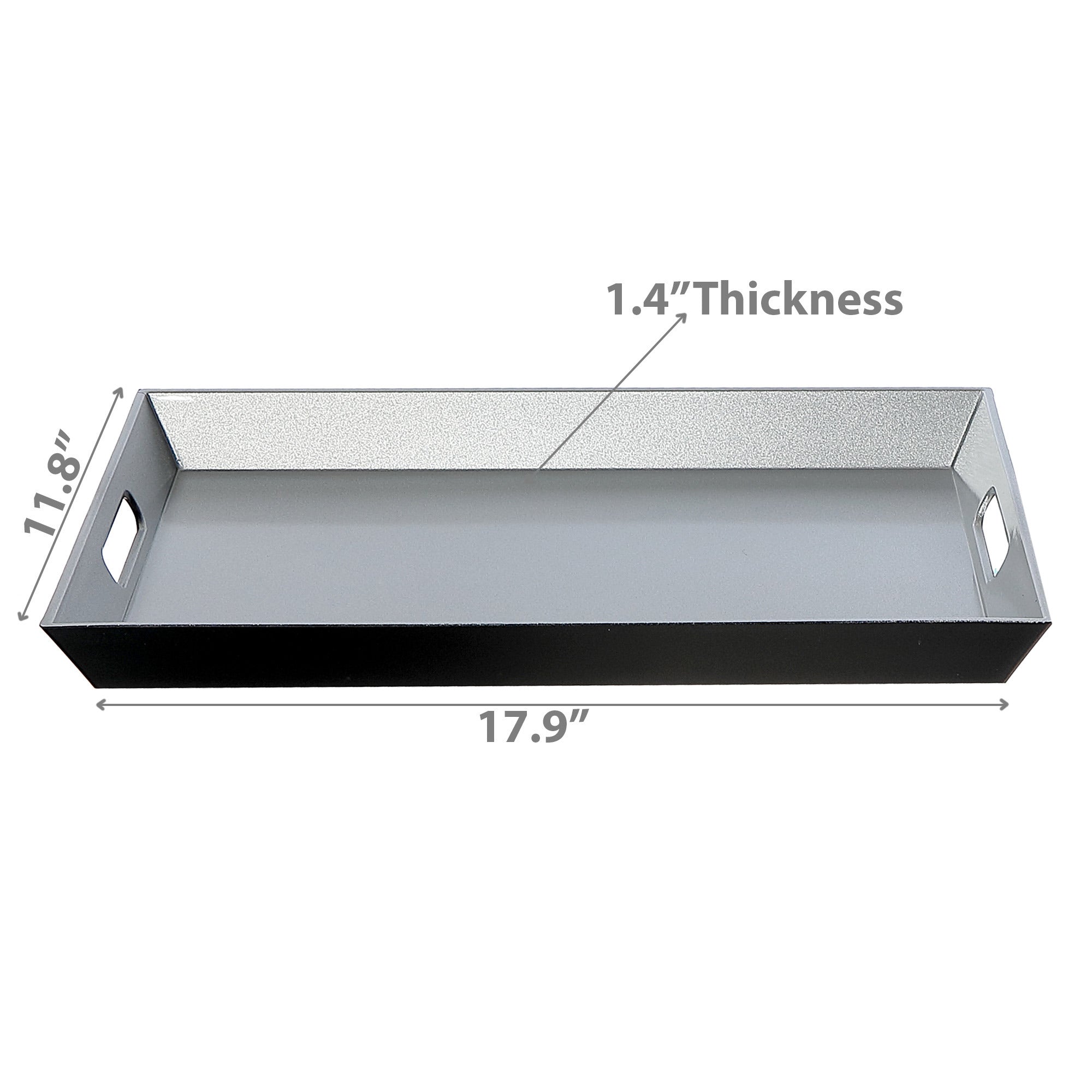 Rectangular Silver Serving Tray with Handle – Holiday Entertaining, Christmas Decor, Party Tray, Festive Tableware