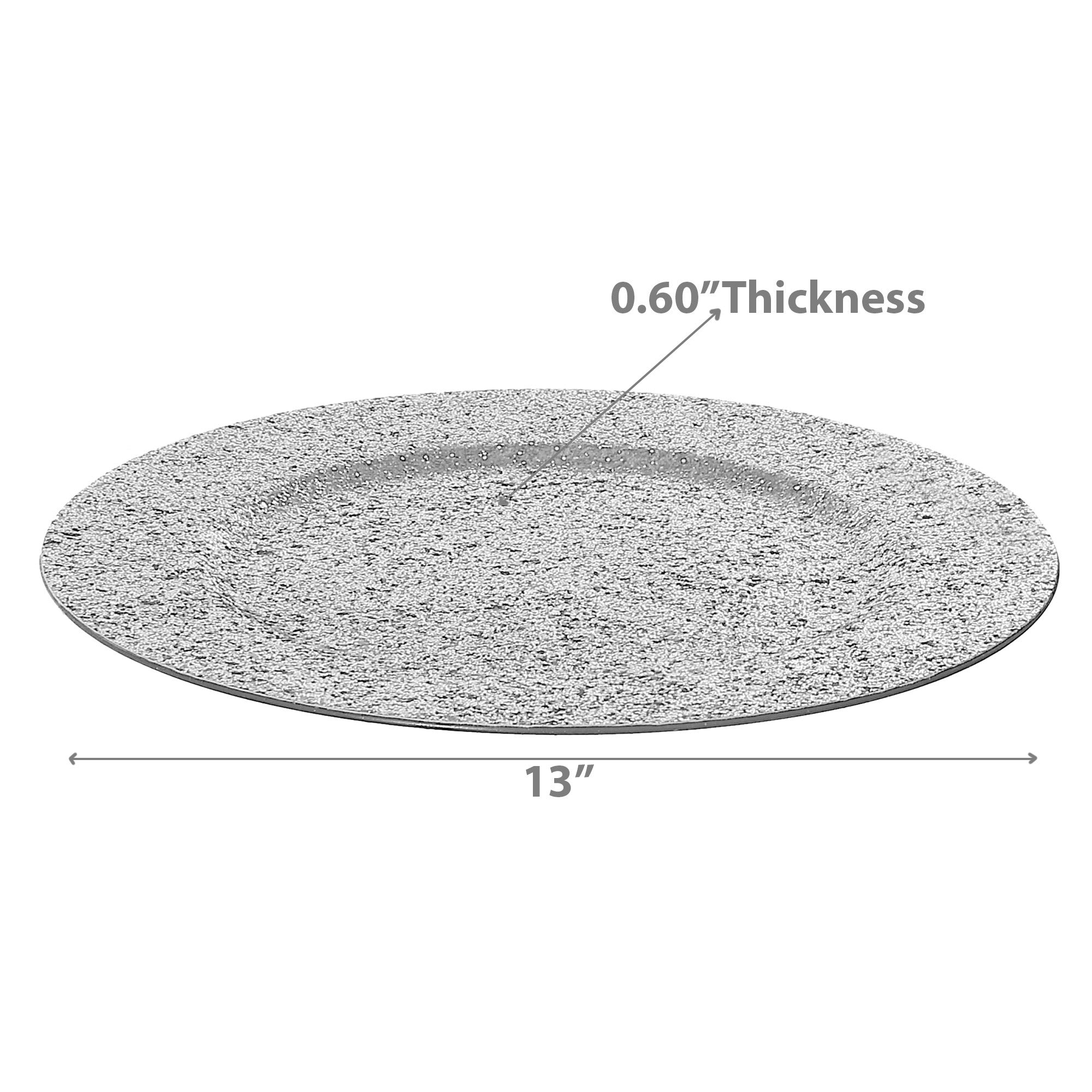 Glitter Charger Plate Set of 12 Silver 13" – Holiday Tableware, Christmas Dinnerware