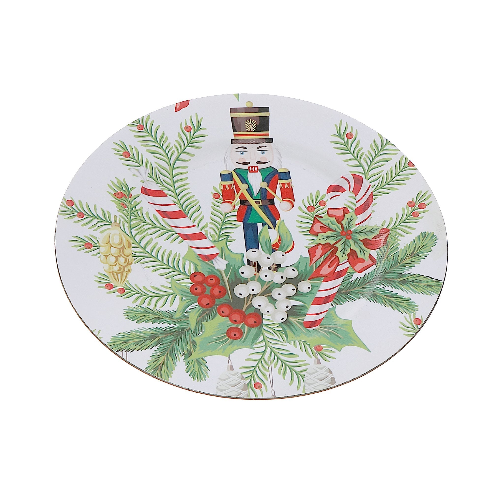 Printed Metal Charger Plate Set of 12 Nutcracker 13" – Christmas Tableware, Holiday Dinner Plates