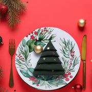 Printed Metal Charger Plate Set of 12 Wreath 13" – Holiday Tableware, Christmas Dinnerware