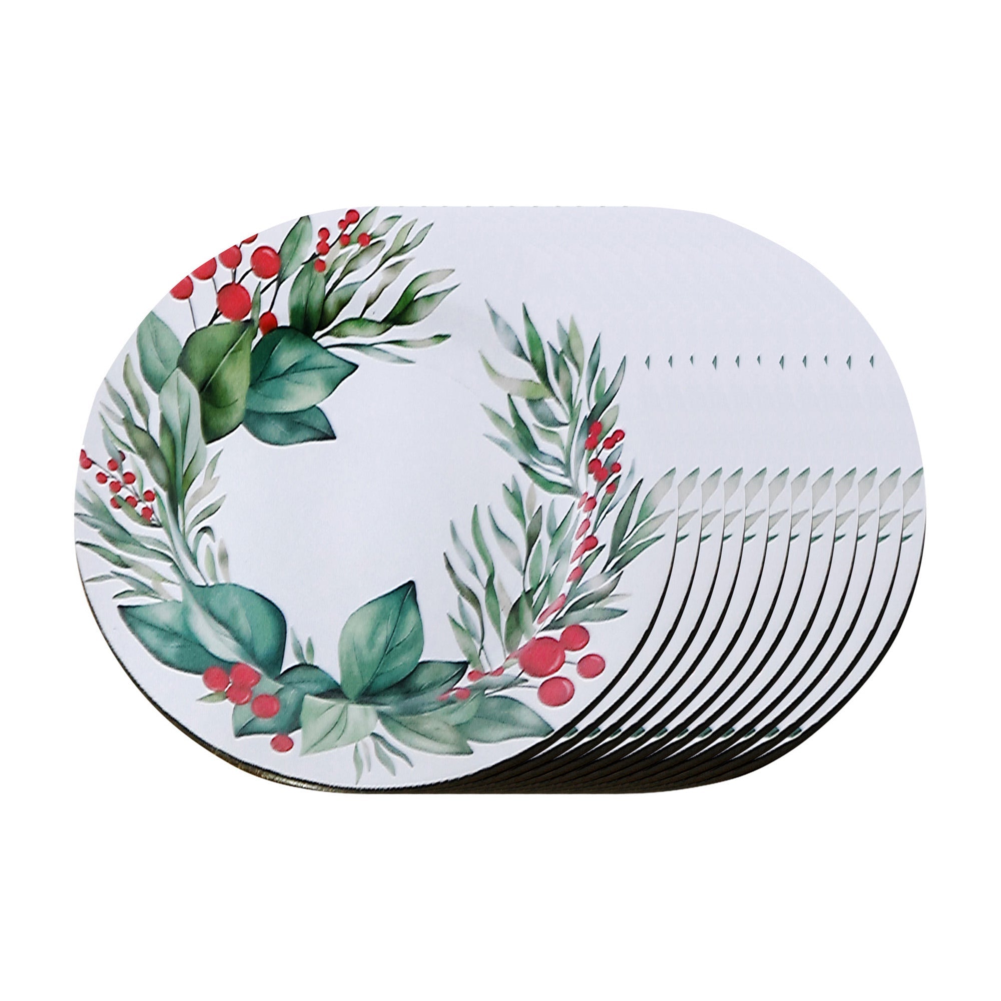 Printed Metal Charger Plate Set of 12 Wreath 13" – Holiday Tableware, Christmas Dinnerware