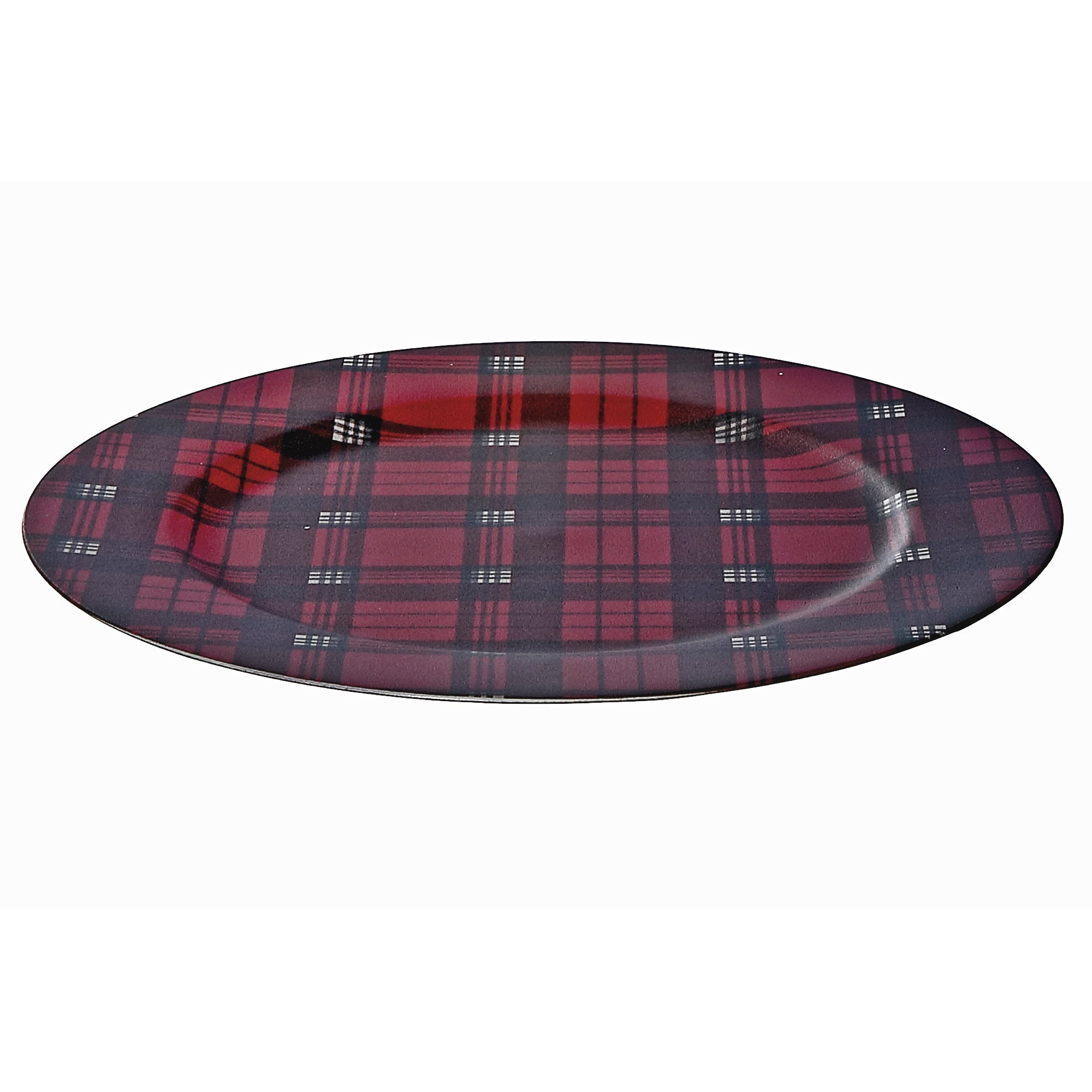 Printed Metal Charger Plate Set of 12 Red Plaid 13" – Christmas Tableware, Holiday Plates