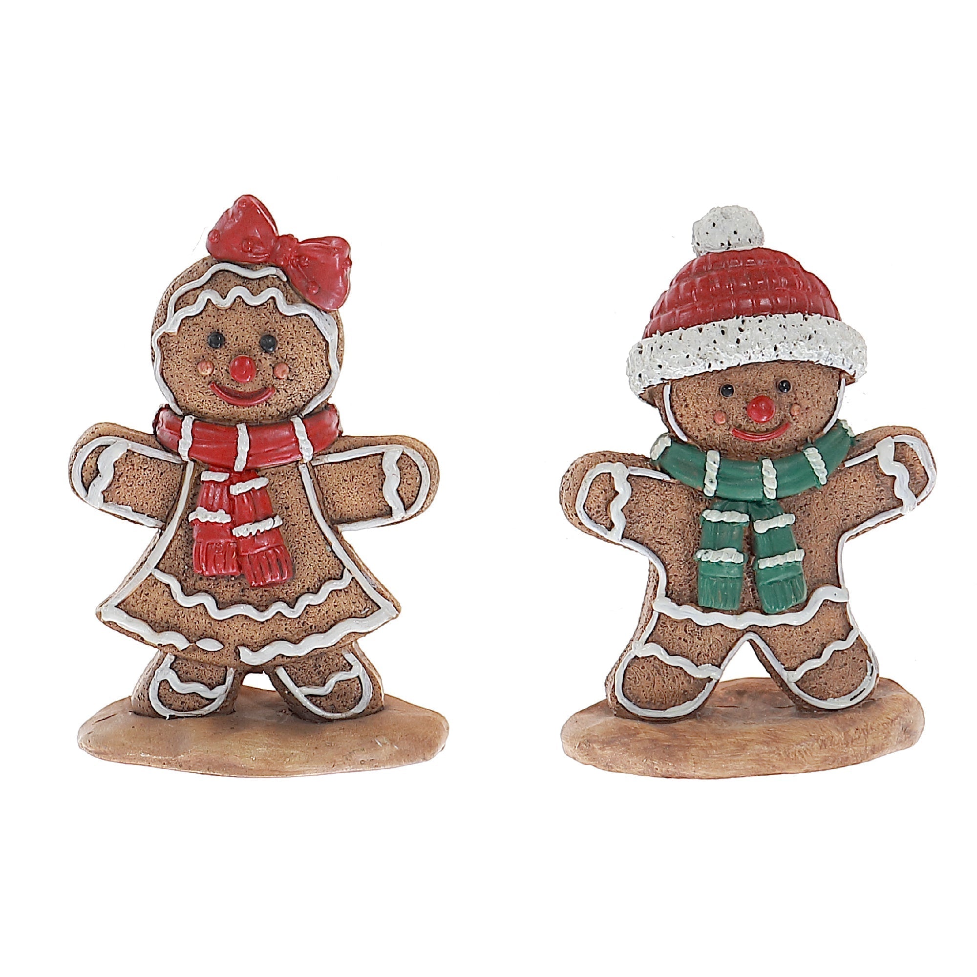 4" Polyresin Gingerbread Figurine Set of 2 – Christmas Holiday Decoration