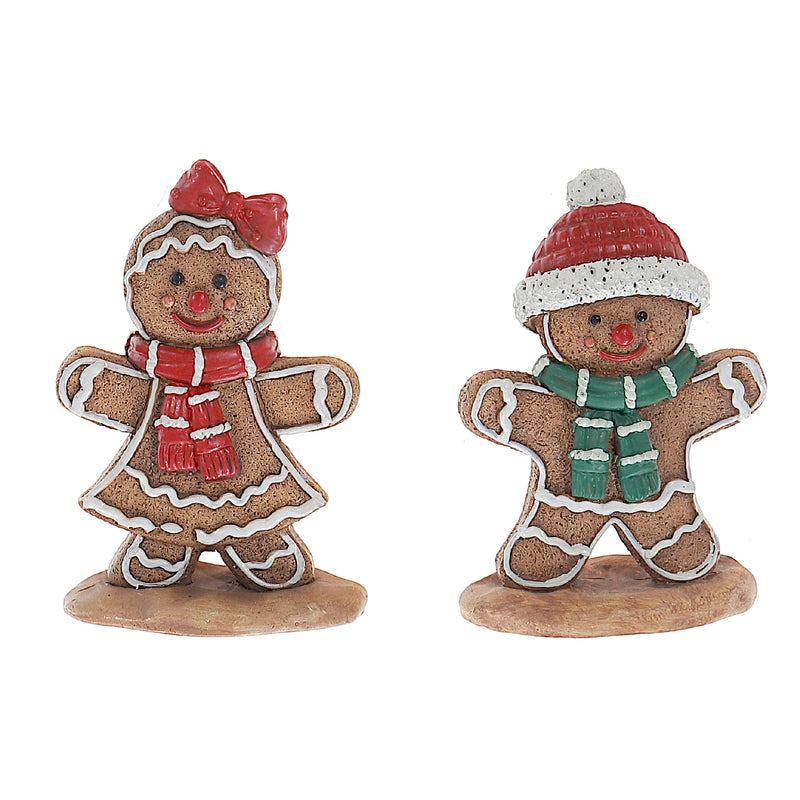 4" Polyresin Gingerbread Figurine (Asstd) - Set of 2