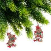 Polyresin Gingerbread Christmas Ornaments, Assorted Holiday Tree Decorations, Festive Resin Hanging Ornaments, Set of 6