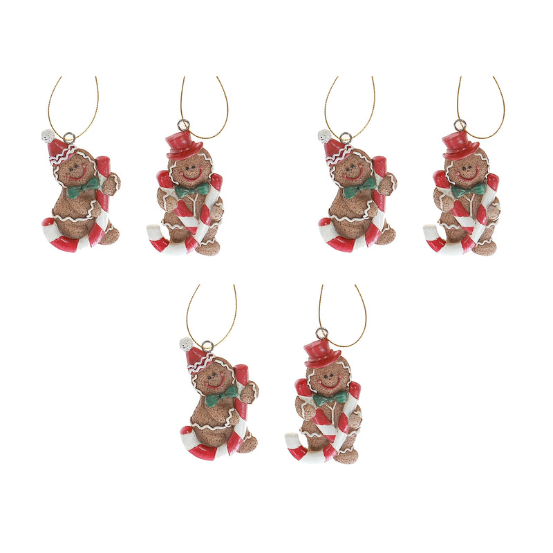 Polyresin Gingerbread Ornament (Asstd) - Set of 6
