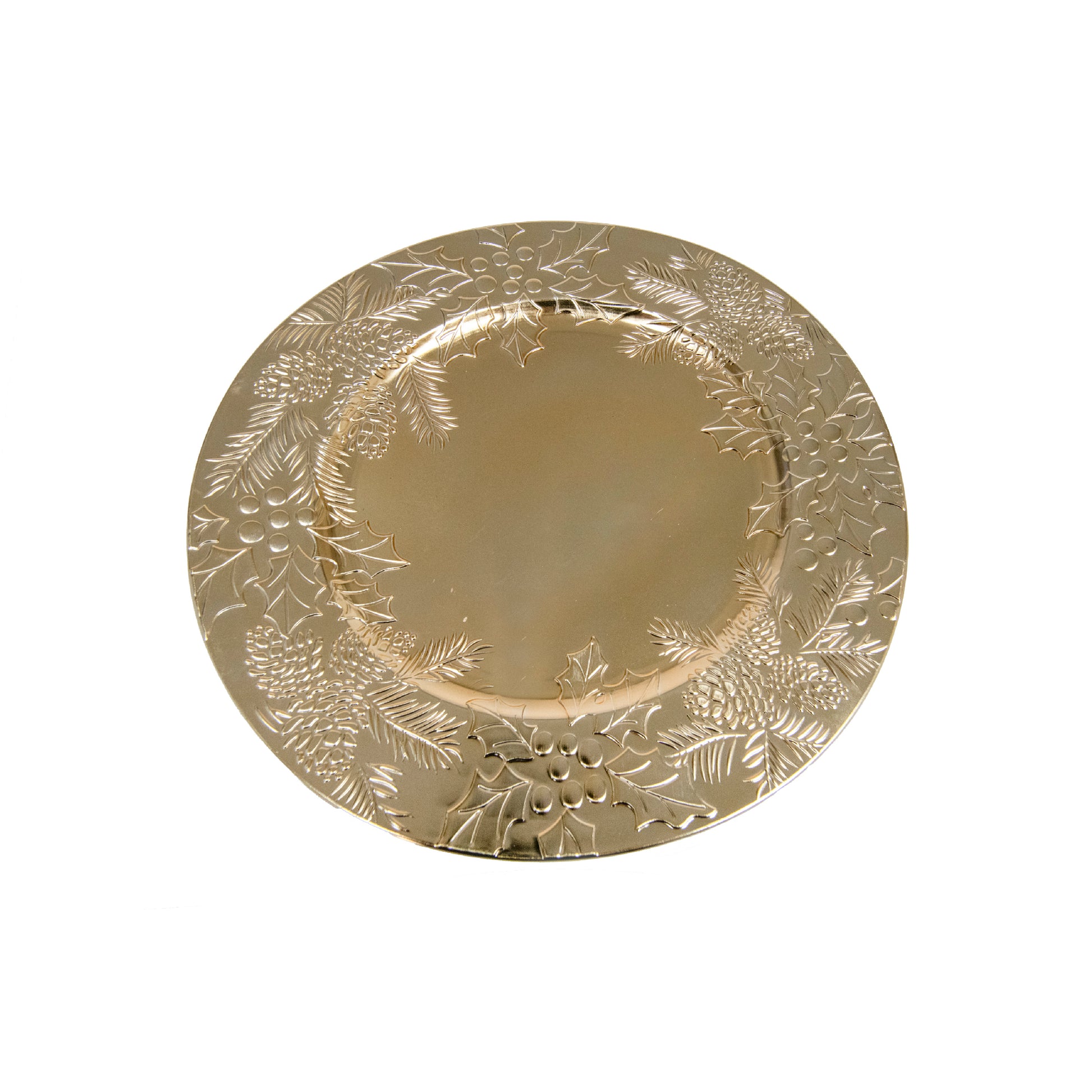 Embossed Holly and Ivy Charger Plate Gold, Christmas, Charger Plate, Holiday Decor- Set of 6