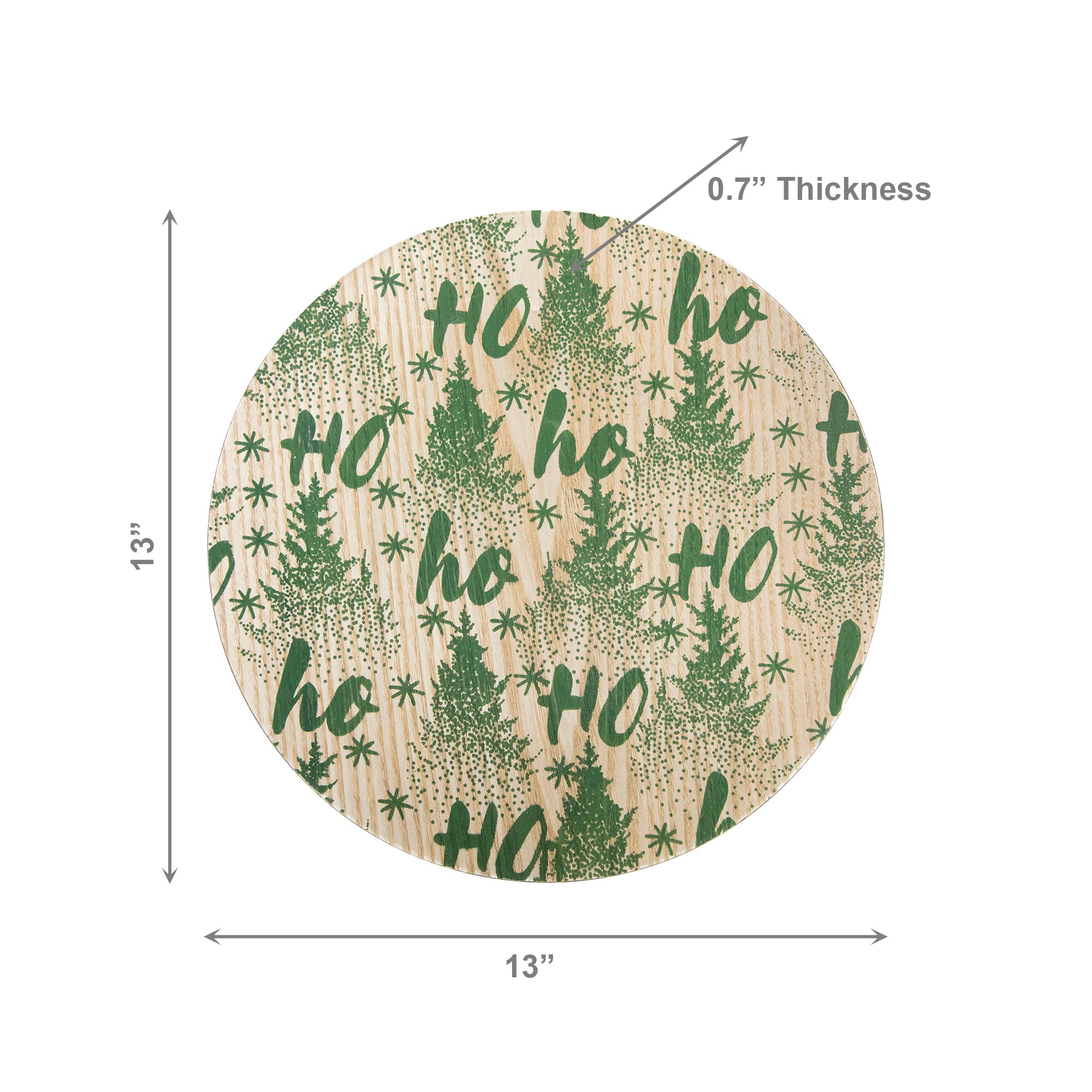 Green Bamboo Finish Charger Plate Ho Ho Ho, Charger Plate, Holiday Decor- Set of 6