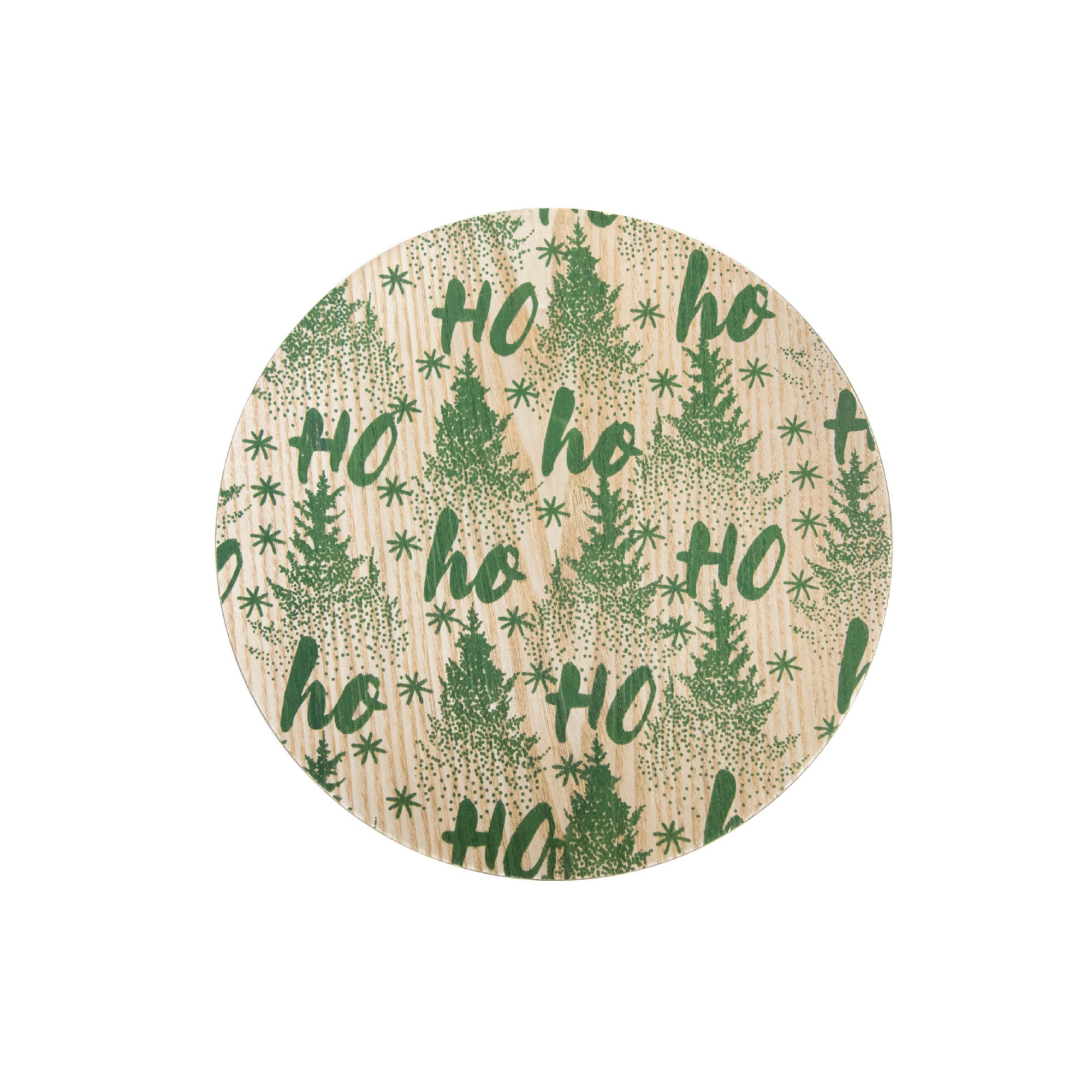 Green Bamboo Finish Charger Plate Ho Ho Ho, Charger Plate, Holiday Decor- Set of 6