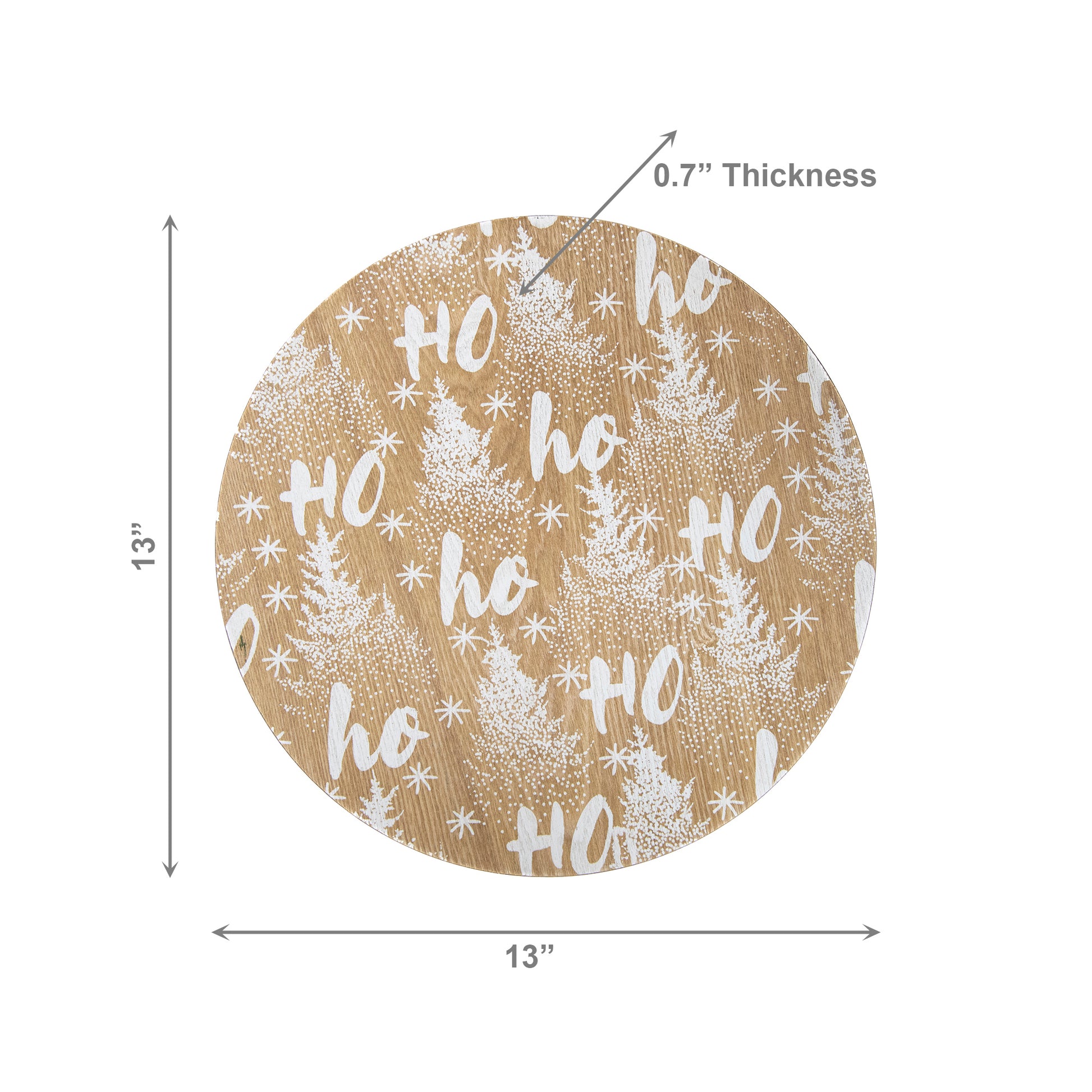 White Bamboo Finish Charger Plate Ho Ho Ho, Charger Plate, Holiday Decor- Set of 6