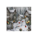 Led Canvas Wall Art With Timer (Snowman With Houses)