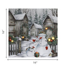 Led Canvas Wall Art With Timer (Snowman With Houses)