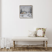 LED Framed Wall Art Country Road – Christmas Wall Decor, Holiday Canvas Artwork, Illuminated Winter Scene, Rustic Seasonal Home Decoration