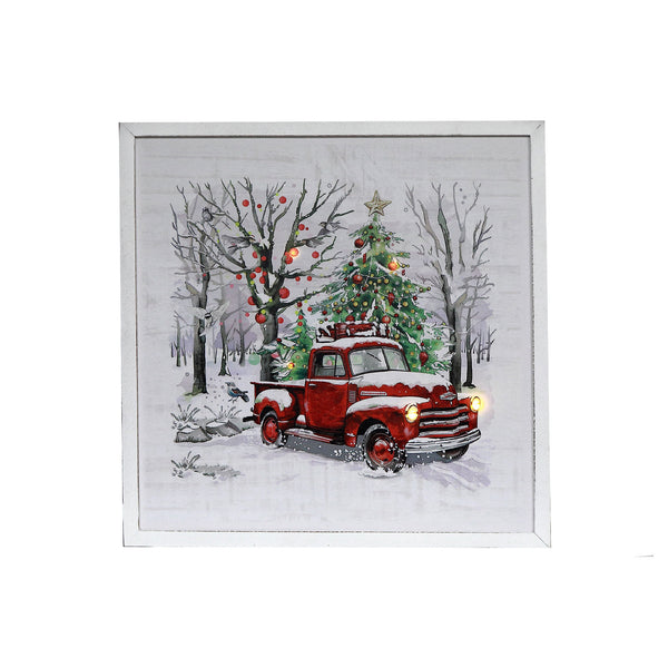 Led Framed Wall Art (Red Truck)