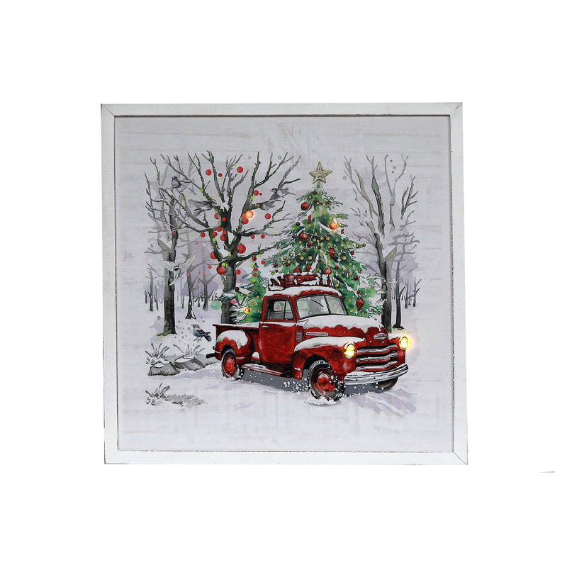 Led Framed Wall Art (Red Truck)