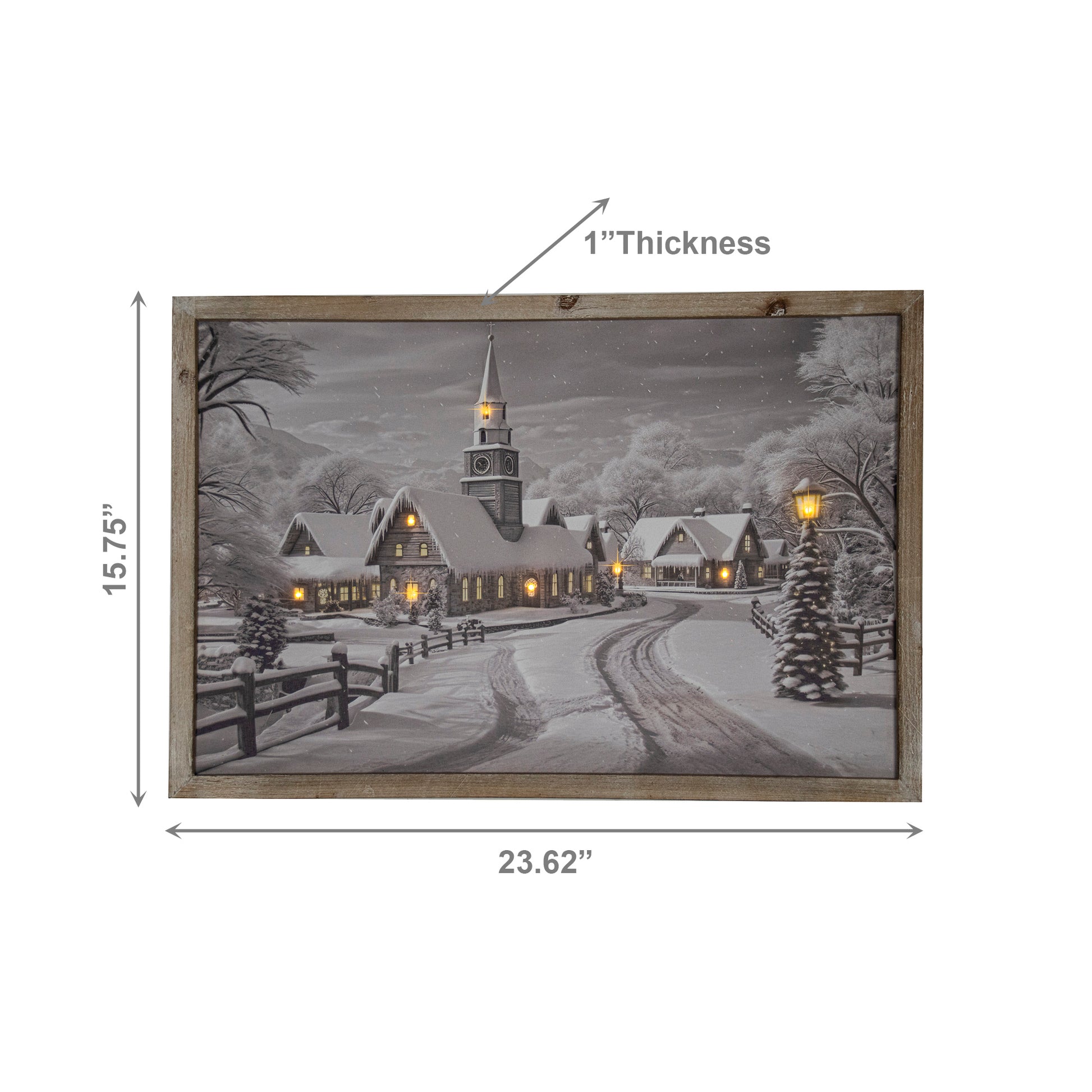 LED Framed Wall Art Snowy Village, Winter, Wall Decor, Holiday Decor