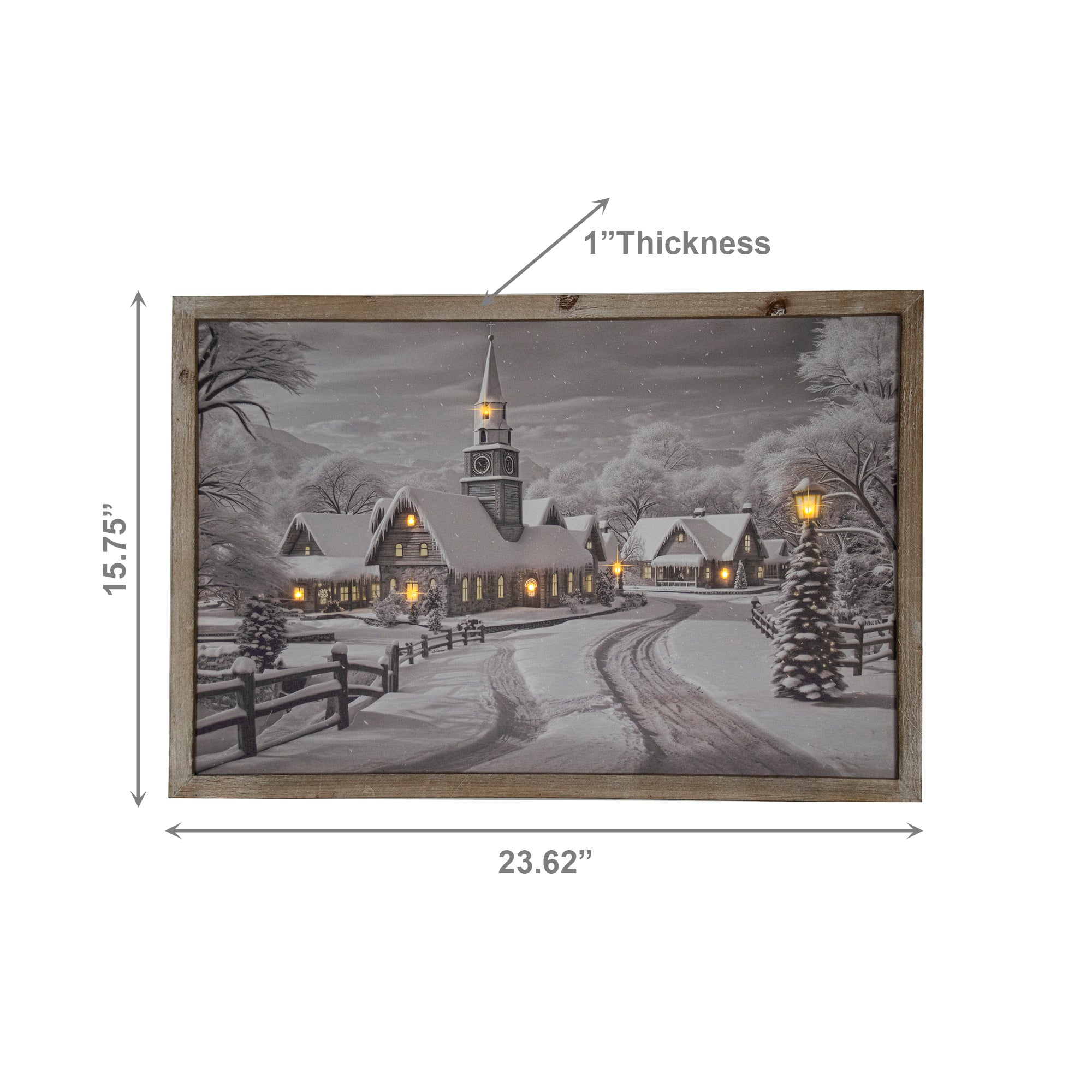 LED Framed Wall Art Snowy Village, Winter, Wall Decor, Holiday Decor