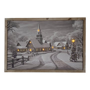 LED Framed Wall Art Snowy Village, Winter, Wall Decor, Holiday Decor