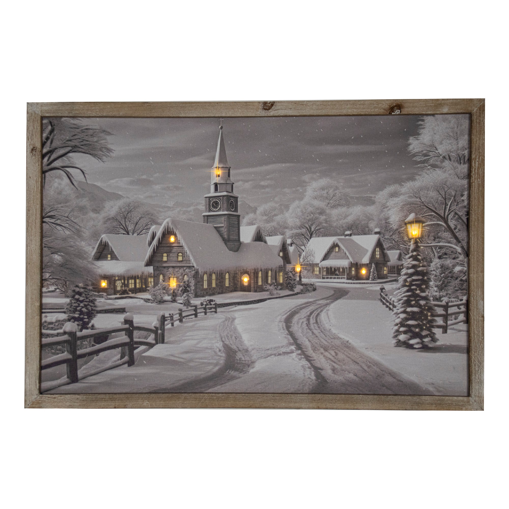 LED Framed Wall Art Snowy Village, Winter, Wall Decor, Holiday Decor
