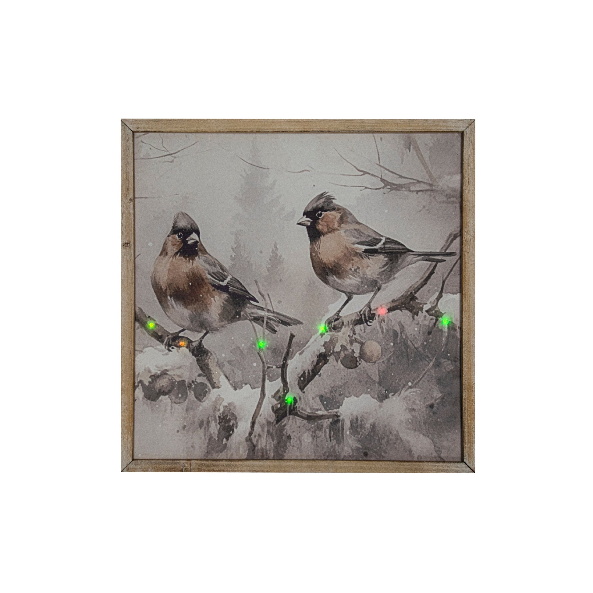 LED Framed Wall Art Birds on Snowy Branch, Winter, Wall Decor, Holiday Decor