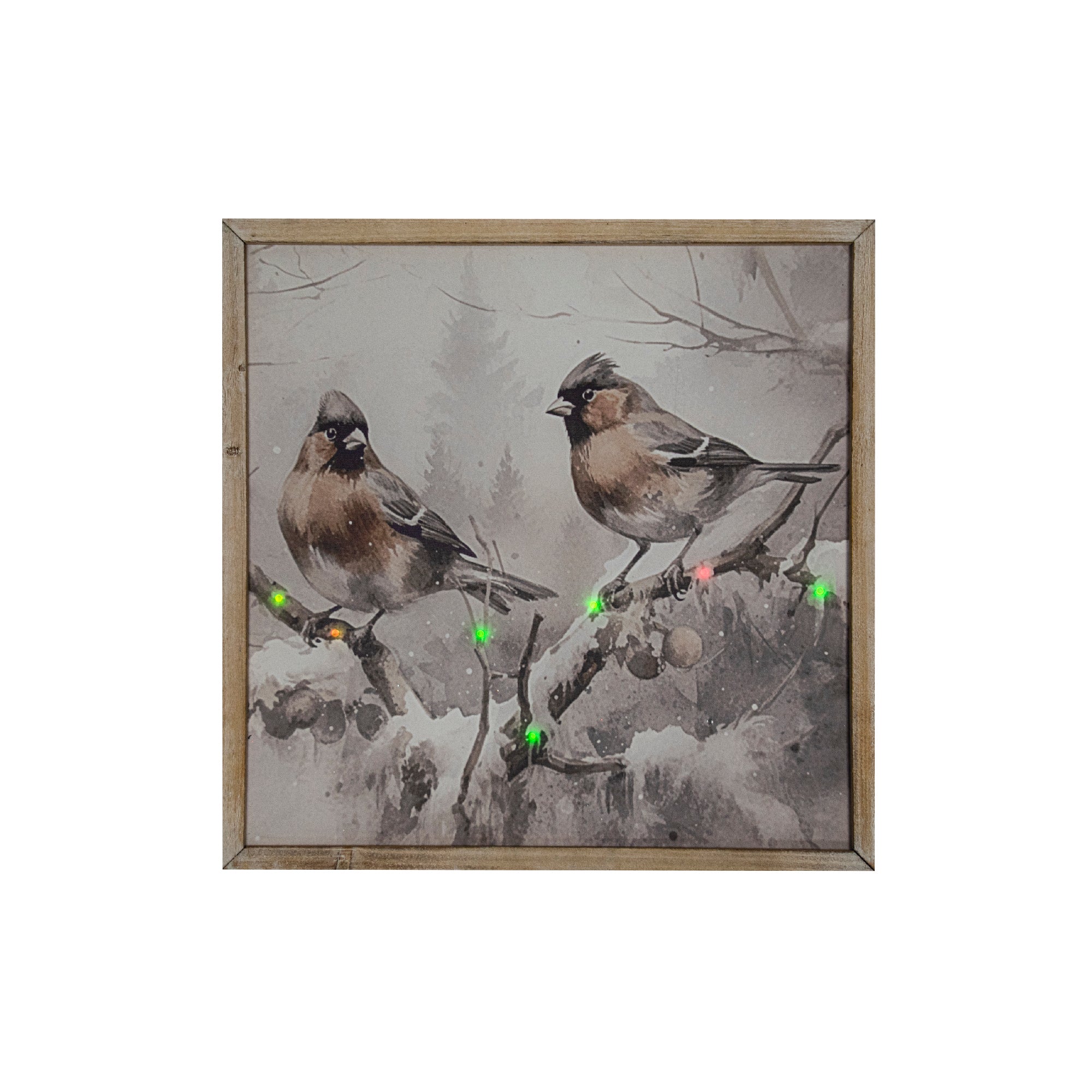 LED Framed Wall Art Birds on Snowy Branch, Winter, Wall Decor, Holiday Decor