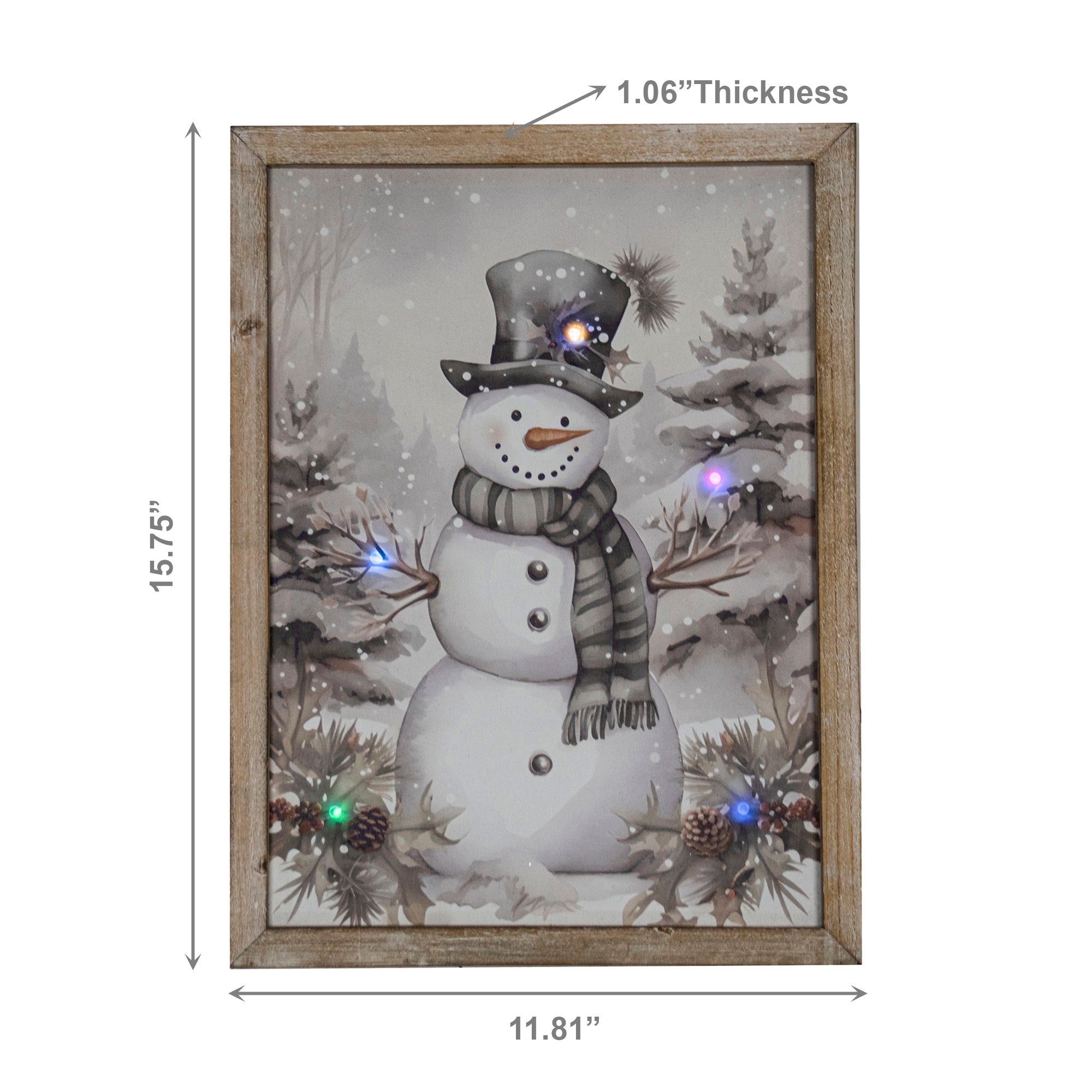 LED Framed Wall Art Snowman, Christmas, Wall Decor, Holiday Decor