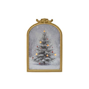 LED Arch Framed Wall Art Snowy Tree with Red Ornaments, Christmas, Wall Decor, Holiday Decor