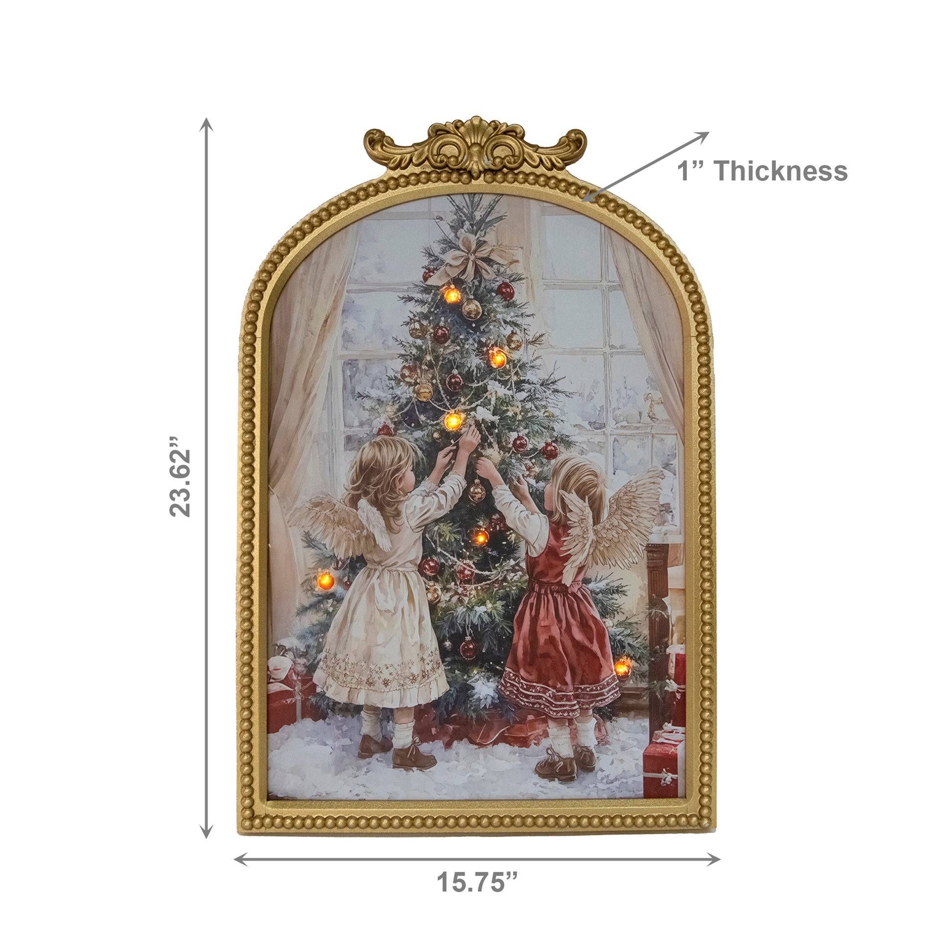 LED Arch Framed Wall Art Little Angels with Tree, Wall Decor, Holiday Decor