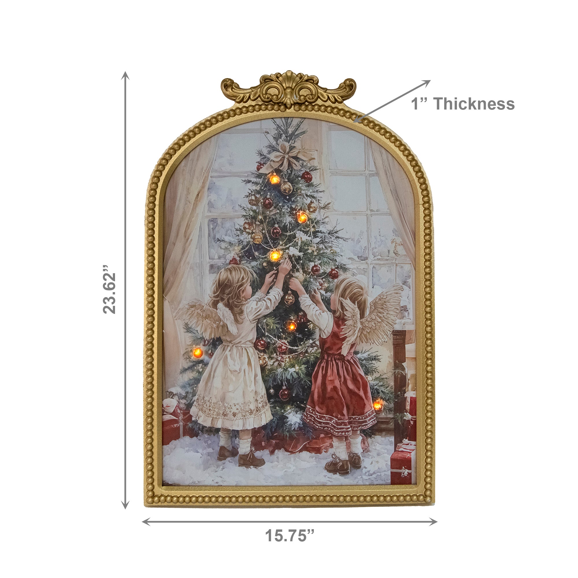LED Arch Framed Wall Art Little Angels with Tree, Wall Decor, Holiday Decor