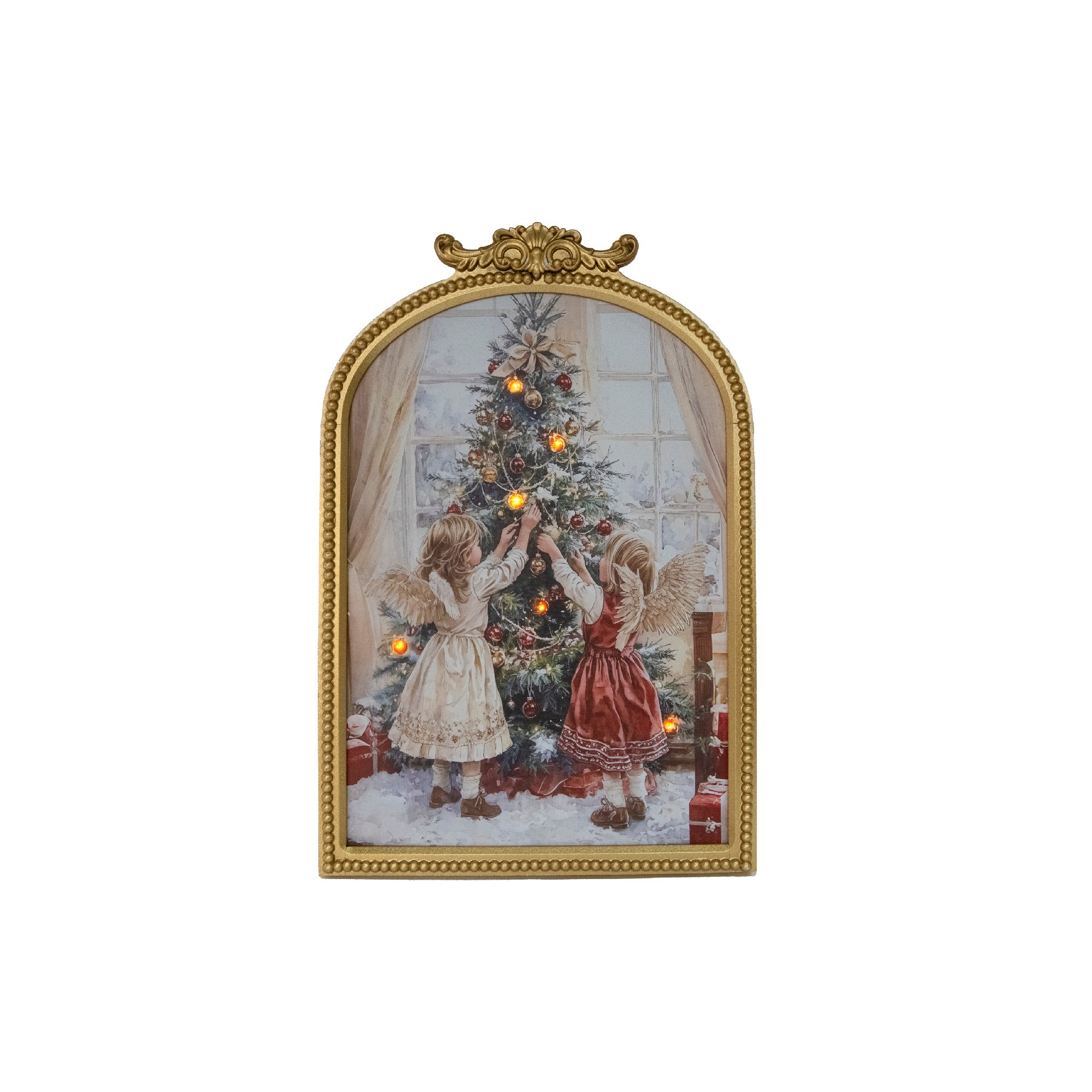 LED Arch Framed Wall Art Little Angels with Tree, Wall Decor, Holiday Decor