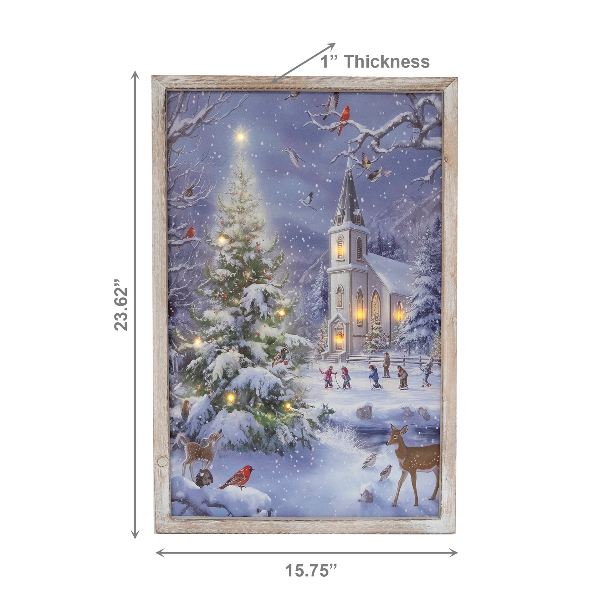LED Framed Wall Art Church in Winter Village, Winter, Wall Decor, Holiday Decor