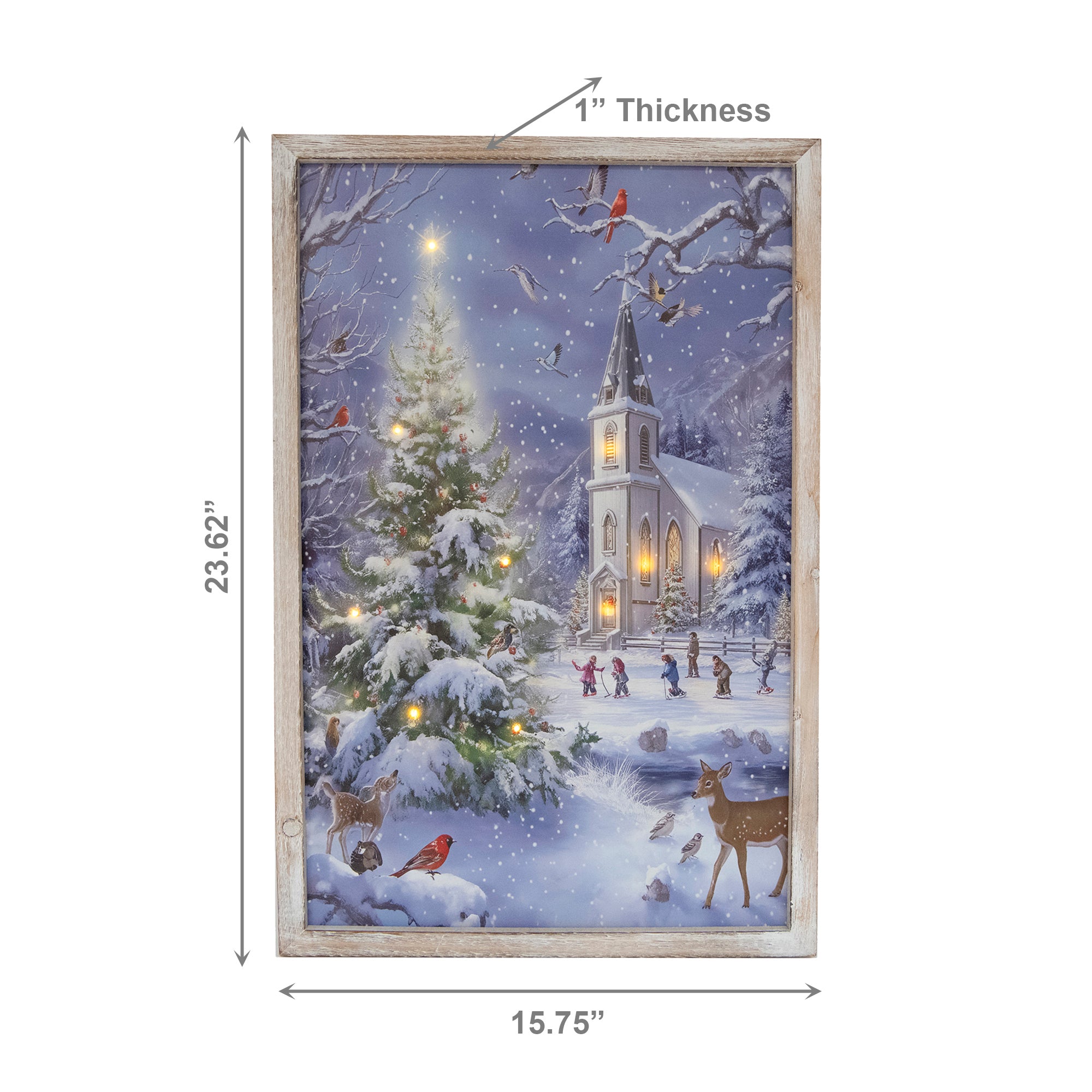 LED Framed Wall Art Church in Winter Village, Winter, Wall Decor, Holiday Decor