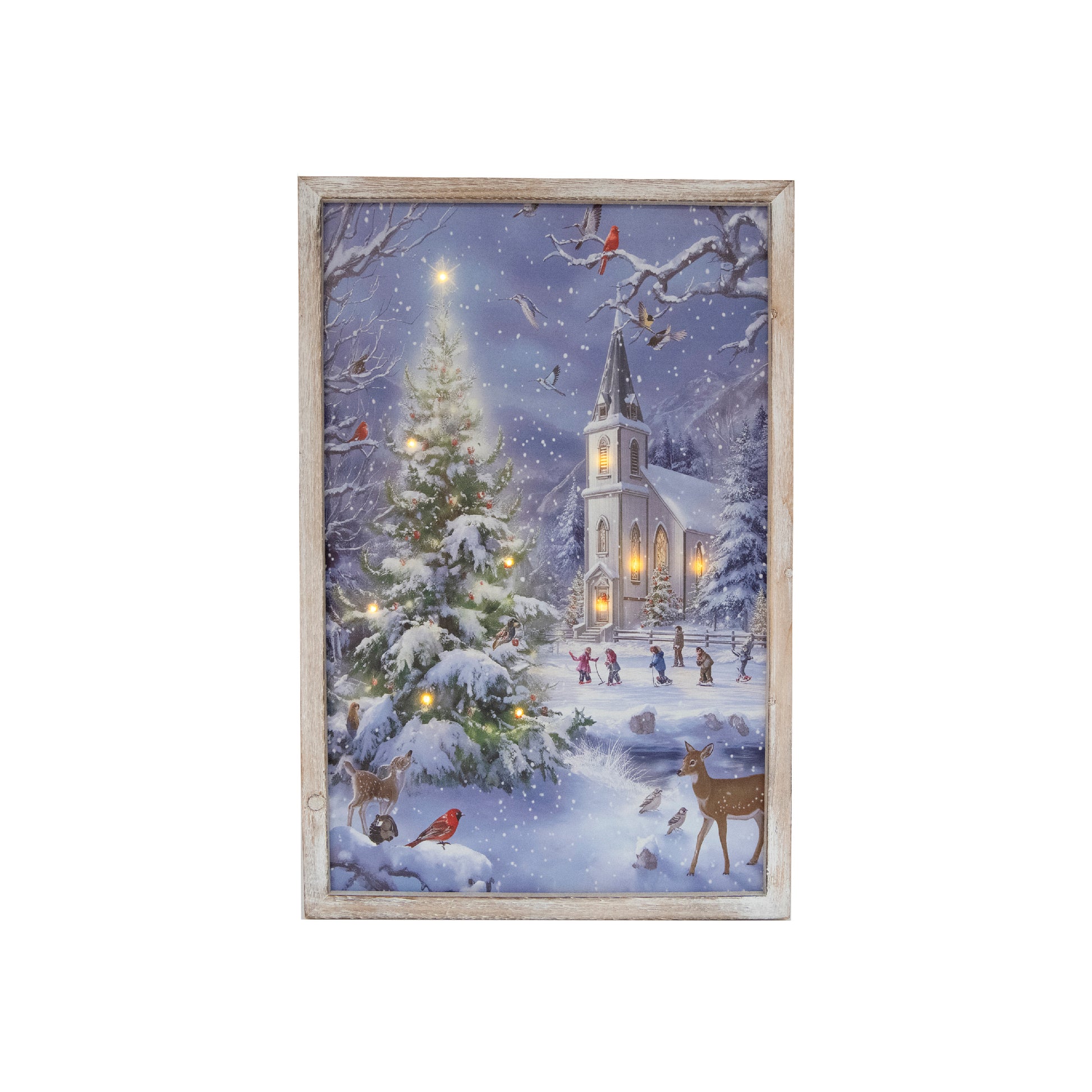 LED Framed Wall Art Church in Winter Village, Winter, Wall Decor, Holiday Decor