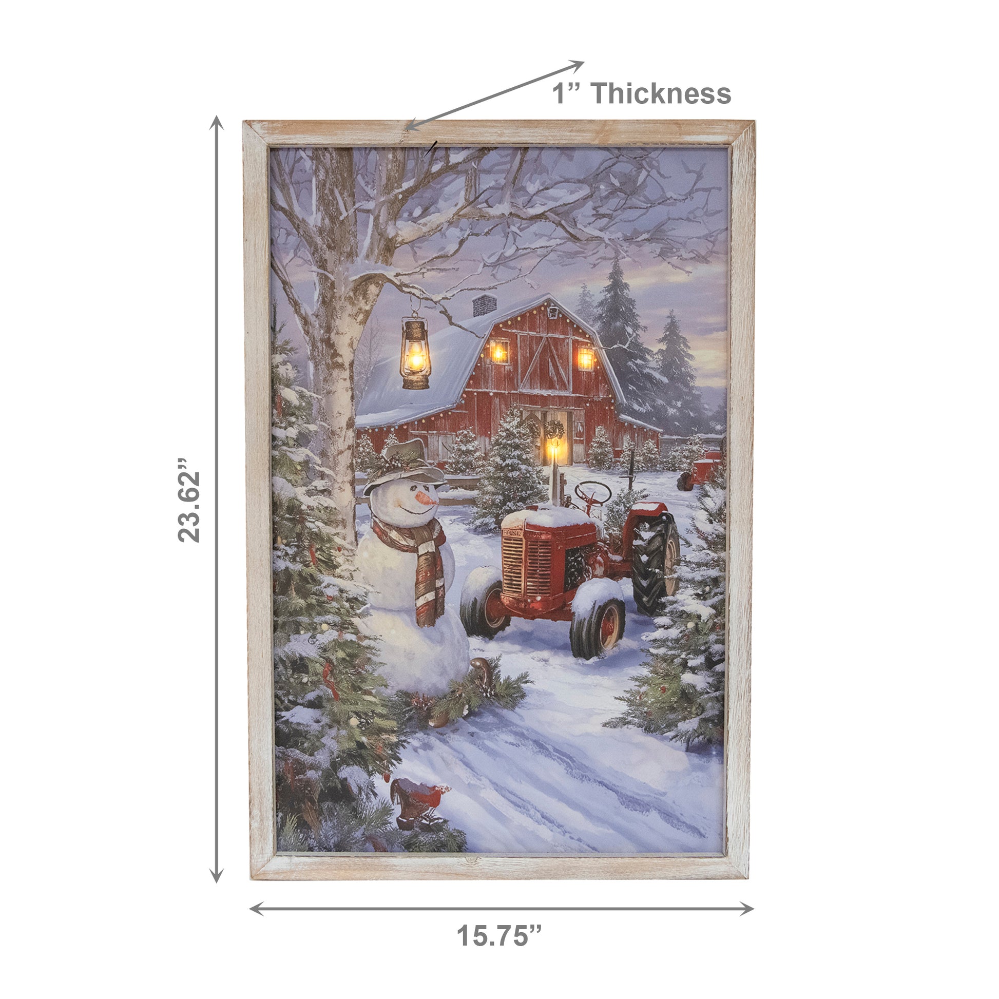 LED Framed Wall Art Red Barn and Tractor, Wall Decor, Holiday Decor
