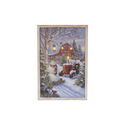 LED Framed Wall Art Red Barn and Tractor, Wall Decor, Holiday Decor
