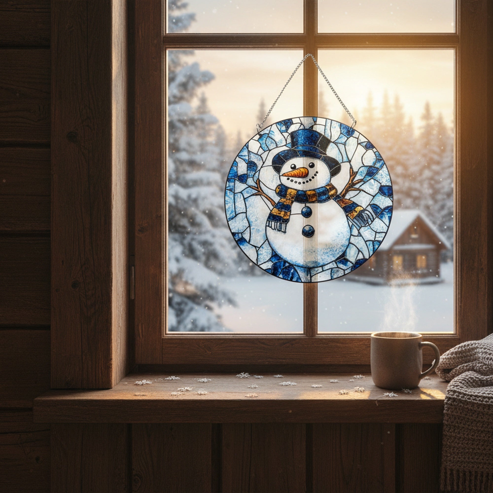 Round Acrylic Hanger Snowman, Christmas, Holiday Decor