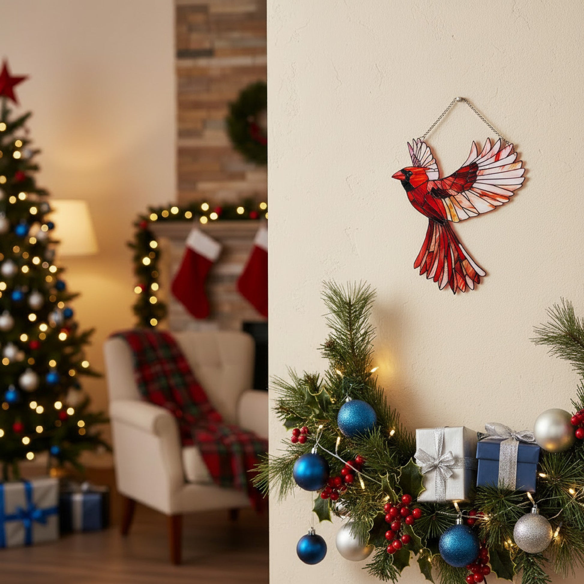 Cardinal Shaped Acrylic Hanger, Christmas, Holiday Decor
