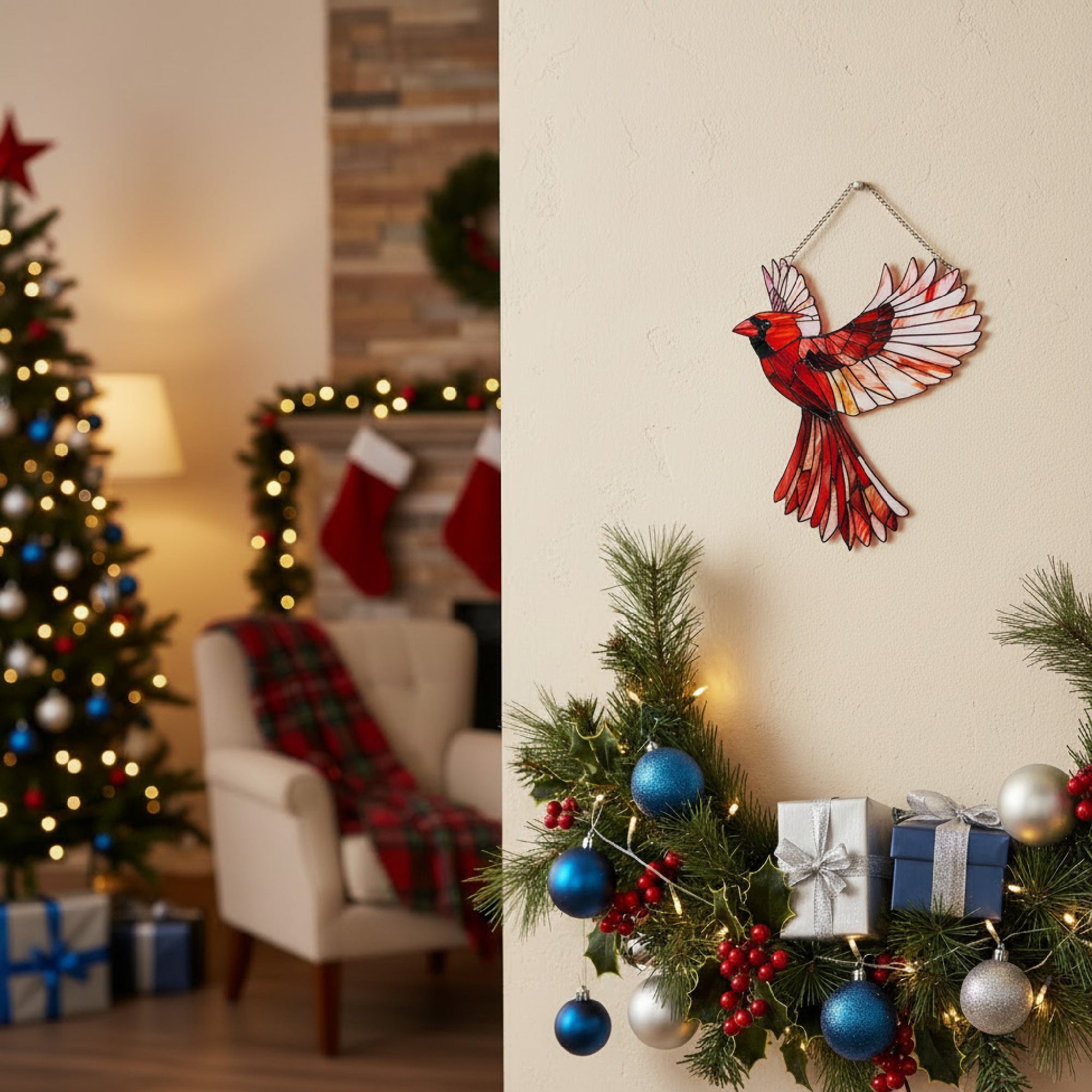 Cardinal Shaped Acrylic Hanger, Christmas, Holiday Decor