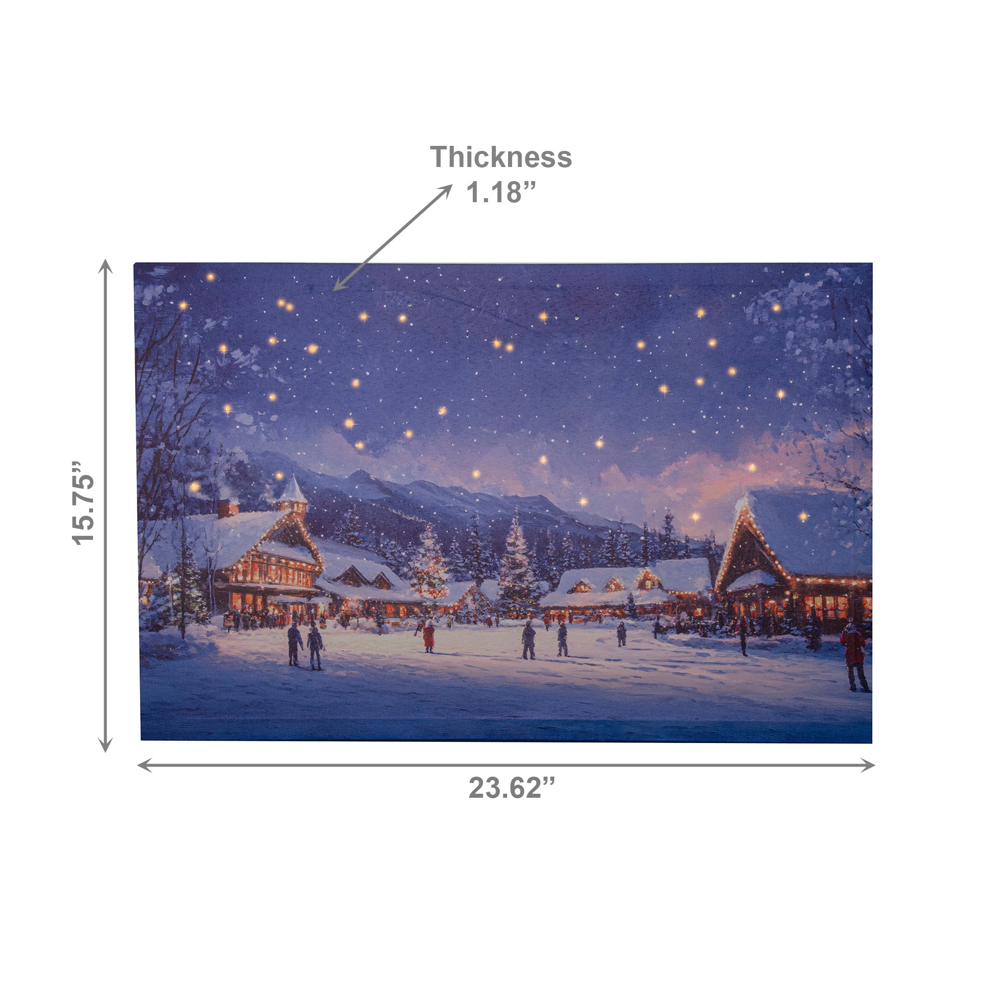 LED Canvas Wall Art Village Scene with Shooting Star, Wall Decor, Holiday Decor