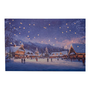 LED Canvas Wall Art Village Scene with Shooting Star, Wall Decor, Holiday Decor