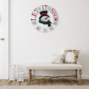 24-Inch Metal Snowman Wheel Decor – Let It Snow Holiday Wall Art, Christmas Decoration, Winter Indoor/Outdoor Decor, Festive Seasonal Accent