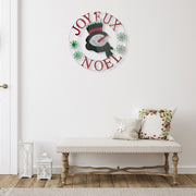 24-Inch Metal Snowman Wheel Decor – Joyeux Noel Holiday Wall Decoration, Christmas Indoor/Outdoor Decor, Festive Seasonal Accent