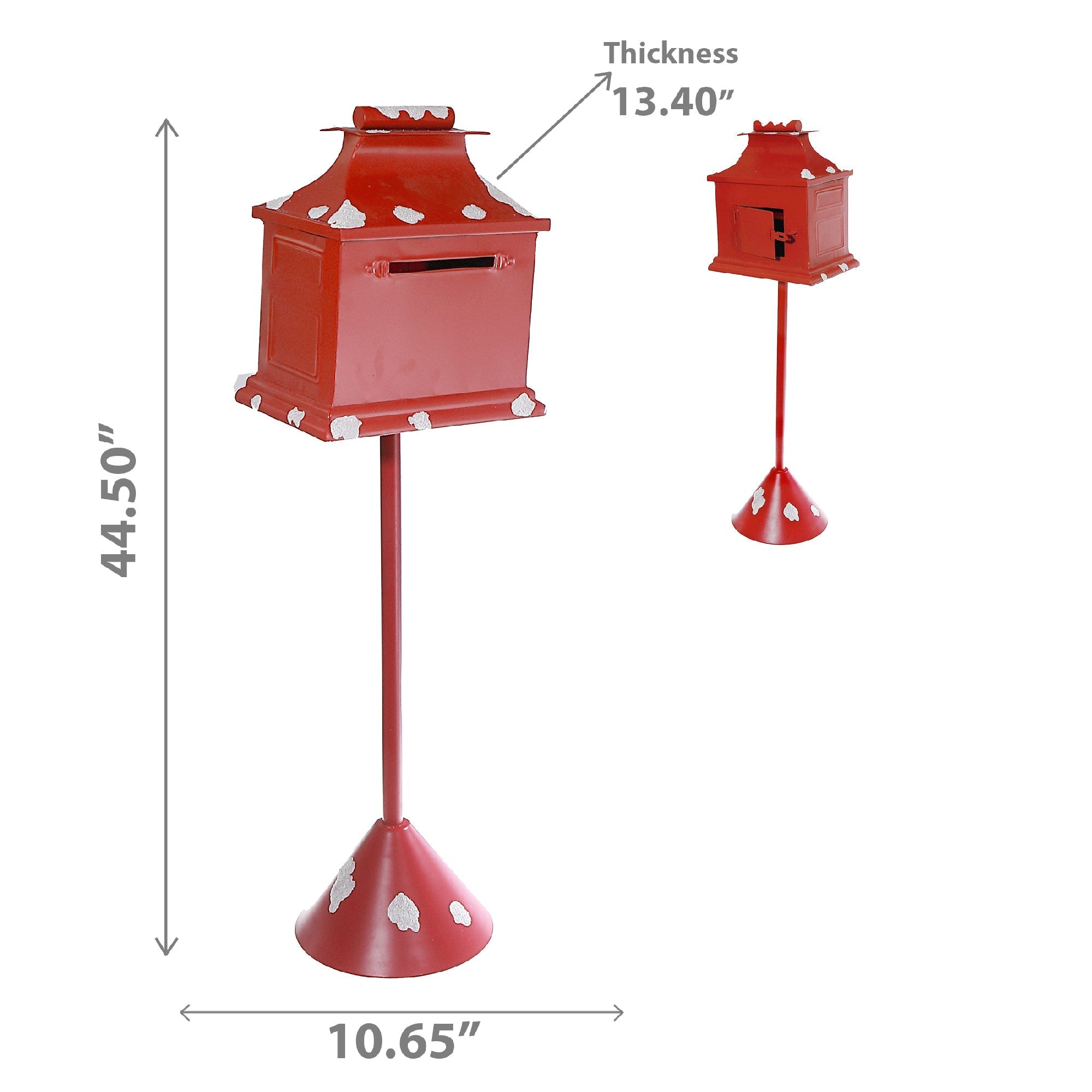 Red Metal Mailbox – Outdoor Mailbox, Rustic Farmhouse Decor, Garden Mail Holder, Durable Mailbox, Holiday/Christmas Decoration