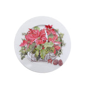 Printed Metal Charger Plate Set of 12 Poinsettia 13" – Christmas Tableware, Holiday Dinner Plates