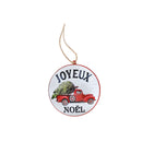 Flat Tin Ornament (Red Truck - Joyeux Noel) - Set of 5