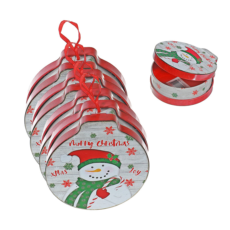 Tin Can Ornament (Snowman) - Set of 5